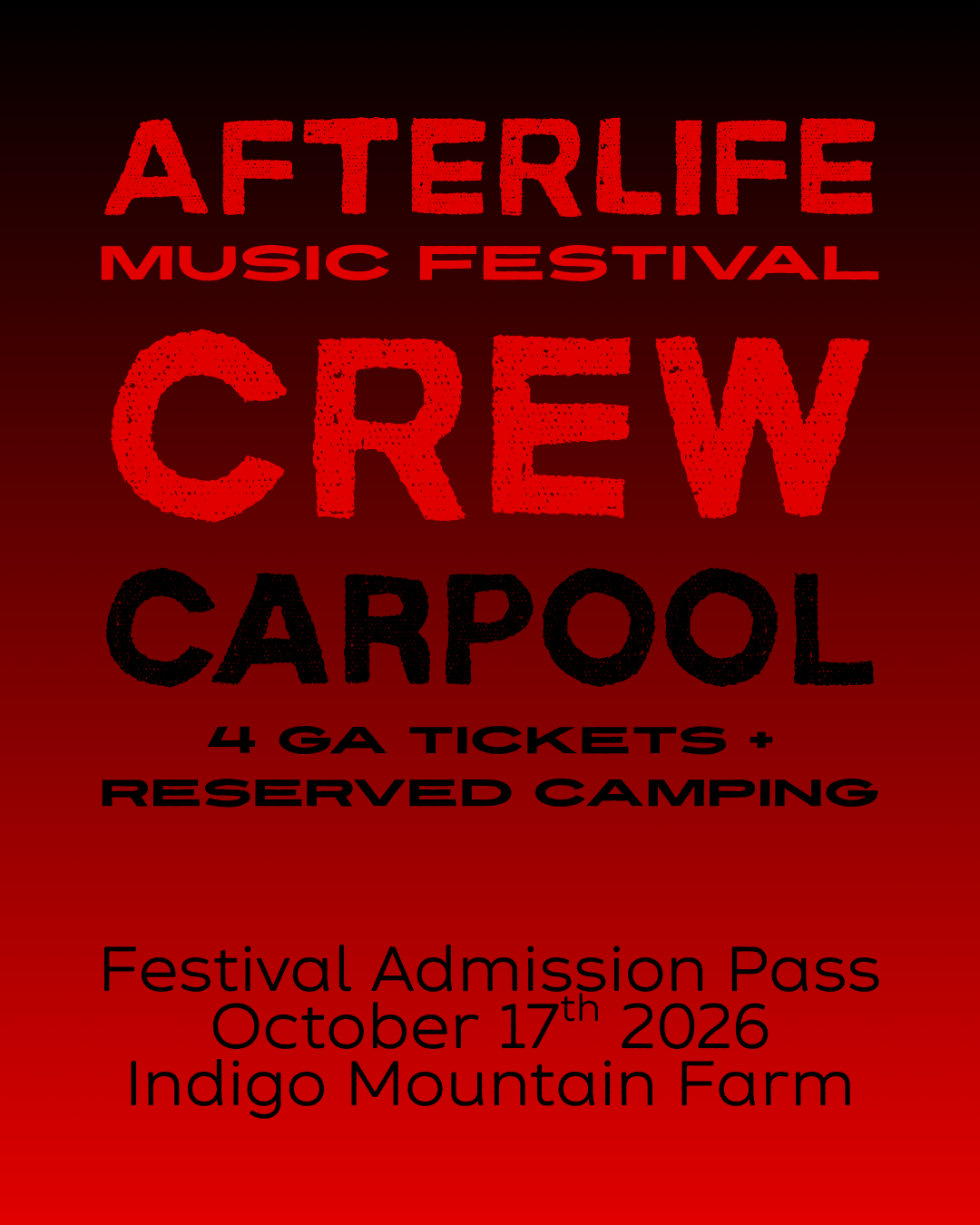 CREW CARPOOL PASS - 4 TICKETS - Early Bird