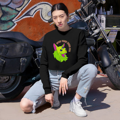 Open Your Third Eye - Alien Cat Cropped Long Sleeve Tee