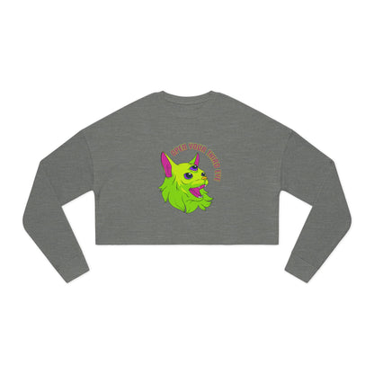 Open Your Third Eye - Alien Cat Cropped Long Sleeve Tee