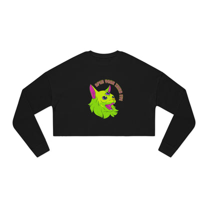 Open Your Third Eye - Alien Cat Cropped Long Sleeve Tee